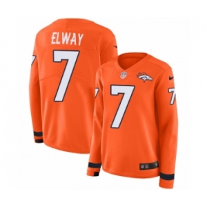 Women's Nike Denver Broncos #7 John Elway Limited Orange Therma Long Sleeve NFL Jersey