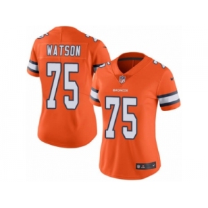 Women's Nike Denver Broncos #75 Menelik Watson Limited Orange Rush NFL Jersey