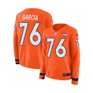 Women's Nike Denver Broncos #76 Max Garcia Limited Orange Therma Long Sleeve NFL Jersey
