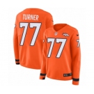 Women's Nike Denver Broncos #77 Billy Turner Limited Orange Therma Long Sleeve NFL Jersey