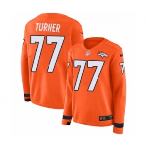 Women's Nike Denver Broncos #77 Billy Turner Limited Orange Therma Long Sleeve NFL Jersey