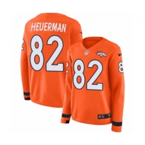 Women's Nike Denver Broncos #82 Jeff Heuerman Limited Orange Therma Long Sleeve NFL Jersey