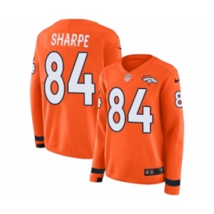Women's Nike Denver Broncos #84 Shannon Sharpe Limited Orange Therma Long Sleeve NFL Jersey