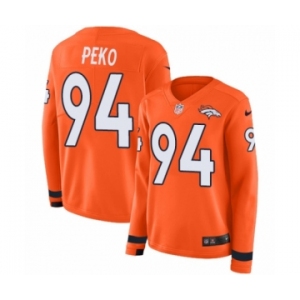 Women's Nike Denver Broncos #94 Domata Peko Limited Orange Therma Long Sleeve NFL Jersey