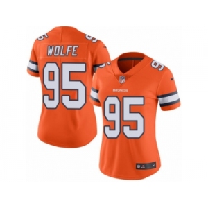 Women's Nike Denver Broncos #95 Derek Wolfe Limited Orange Rush NFL Jersey