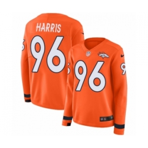 Women's Nike Denver Broncos #96 Shelby Harris Limited Orange Therma Long Sleeve NFL Jersey