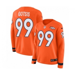 Women's Nike Denver Broncos #99 Adam Gotsis Limited Orange Therma Long Sleeve NFL Jersey