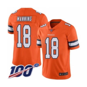 Youth Denver Broncos #18 Peyton Manning Limited Orange Rush Vapor Untouchable 100th Season Football Jersey