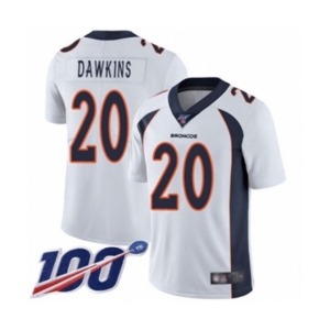 Youth Denver Broncos #20 Brian Dawkins White Vapor Untouchable Limited Player 100th Season Football Jersey