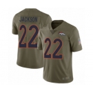 Youth Denver Broncos #22 Kareem Jackson Limited Olive 2017 Salute to Service Football Jersey