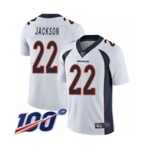 Youth Denver Broncos #22 Kareem Jackson White Vapor Untouchable Limited Player 100th Season Football Jersey