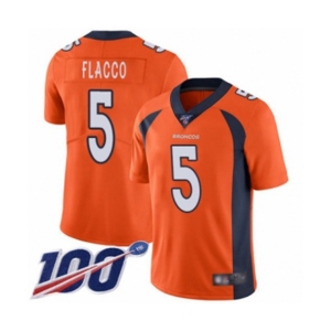 Youth Denver Broncos #5 Joe Flacco Orange Team Color Vapor Untouchable Limited Player 100th Season Football Jersey
