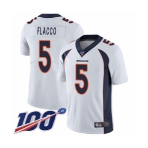 Youth Denver Broncos #5 Joe Flacco White Vapor Untouchable Limited Player 100th Season Football Jersey