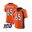 Youth Denver Broncos #65 Gary Zimmerman Orange Team Color Vapor Untouchable Limited Player 100th Season Football Jersey