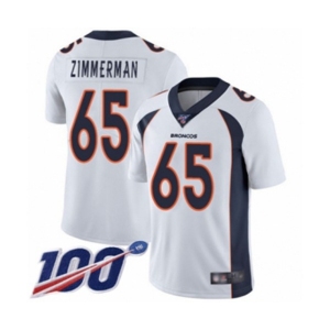 Youth Denver Broncos #65 Gary Zimmerman White Vapor Untouchable Limited Player 100th Season Football Jersey