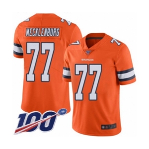 Youth Denver Broncos #77 Karl Mecklenburg Limited Orange Rush Vapor Untouchable 100th Season Football Jersey