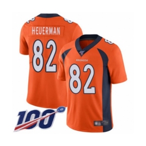 Youth Denver Broncos #82 Jeff Heuerman Orange Team Color Vapor Untouchable Limited Player 100th Season Football Jersey