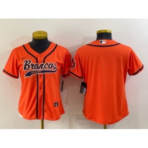 Youth Denver Broncos Navy Team Big Logo With Patch Cool Base Stitched Baseball Jersey