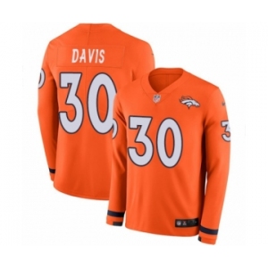 Youth Nike Denver Broncos #30 Terrell Davis Limited Orange Therma Long Sleeve NFL Jersey
