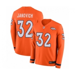 Youth Nike Denver Broncos #32 Andy Janovich Limited Orange Therma Long Sleeve NFL Jersey