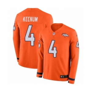 Youth Nike Denver Broncos #4 Case Keenum Limited Orange Therma Long Sleeve NFL Jersey