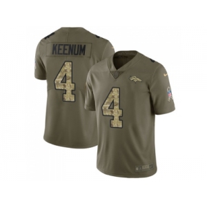 Youth Nike Denver Broncos #4 Case Keenum Olive Camo Stitched NFL Limited 2017 Salute to Service Jersey