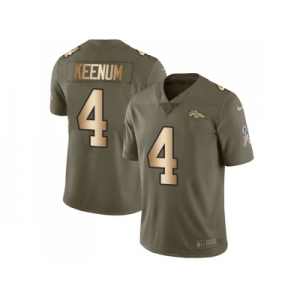 Youth Nike Denver Broncos #4 Case Keenum Olive Gold Stitched NFL Limited 2017 Salute to Service Jersey