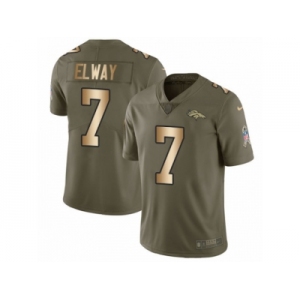 Youth Nike Denver Broncos #7 John Elway Limited Olive Gold 2017 Salute to Service NFL Jersey