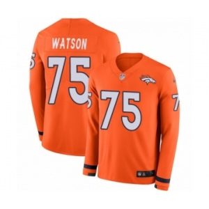 Youth Nike Denver Broncos #75 Menelik Watson Limited Orange Therma Long Sleeve NFL Jersey