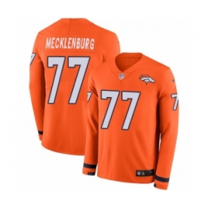 Youth Nike Denver Broncos #77 Karl Mecklenburg Limited Orange Therma Long Sleeve NFL Jersey
