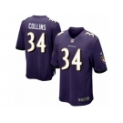 Men Nike Baltimore Ravens #34 Alex Collins Game Purple Team Color NFL Jersey