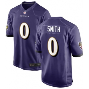 Men's Baltimore Ravens #0 Smith Game Purple Football Jersey