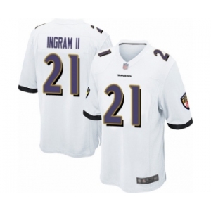 Men's Baltimore Ravens #21 Mark Ingram II Game White Football Jersey