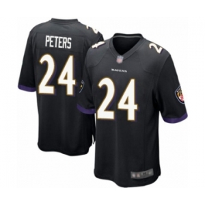 Men's Baltimore Ravens #24 Marcus Peters Game Black Alternate Football Jersey