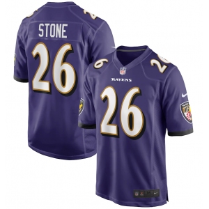 Men's Baltimore Ravens #26 Geno Stone  Game Purple Football Jersey