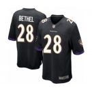Men's Baltimore Ravens #28 Justin Bethel Game Black Alternate Football Jersey