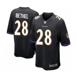 Men's Baltimore Ravens #28 Justin Bethel Game Black Alternate Football Jersey