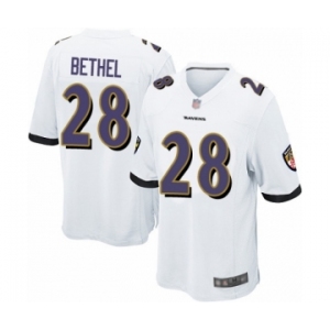 Men's Baltimore Ravens #28 Justin Bethel Game White Football Jersey