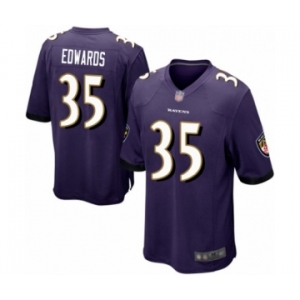 Men's Baltimore Ravens #35 Gus Edwards Game Purple Team Color Football Jersey