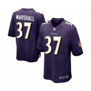 Men's Baltimore Ravens #37 Iman Marshall Game Purple Team Color Football Jersey