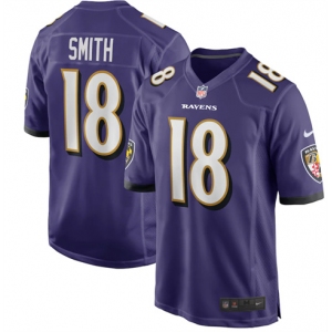 Men's Nike #18 Roquan Smith Purple Baltimore Ravens Game Player Jersey