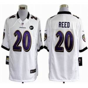 nike nfl jerseys baltimore ravens #20 reed white[game Art Patch]