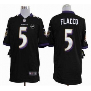 nike nfl jerseys baltimore ravens #5 joe flacco black[game Art Patch]