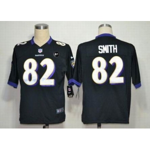 nike nfl jerseys baltimore ravens #82 smith black[game Art Patch]