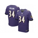 Men Nike Baltimore Ravens #34 Alex Collins Elite Purple Team Color NFL Jersey