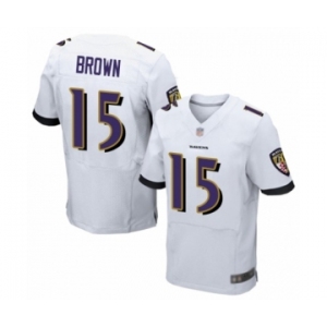 Men's Baltimore Ravens #15 Marquise Brown Elite White Football Jersey