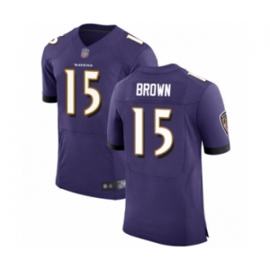 Men's Baltimore Ravens #15 Marquise Brown Purple Team Color Vapor Untouchable Elite Player Football Jersey
