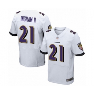 Men's Baltimore Ravens #21 Mark Ingram II Elite White Football Jersey