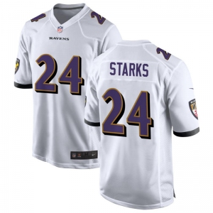 Men's Baltimore Ravens #24 Malaki Starks Nike White Game Black New Football Jerseyd Jersey
