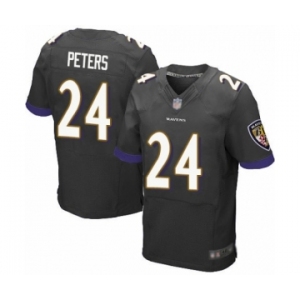 Men's Baltimore Ravens #24 Marcus Peters Elite Black Alternate Football Jersey